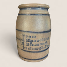 Load image into Gallery viewer, Pittsburgh PA Advertising Stoneware Jar (Edward Heazelton/No18 Diamond)