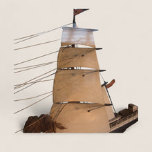 Load image into Gallery viewer, American Ship Diorama in Original Birdseye Maple Frame