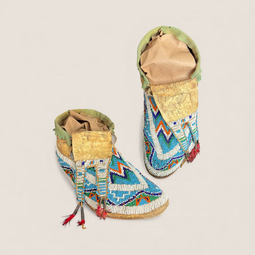 Exceptional Pair of Beaded Northern Plains Moccasins