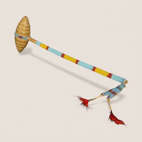 Northern Plains Beaded Stone-Headed Club