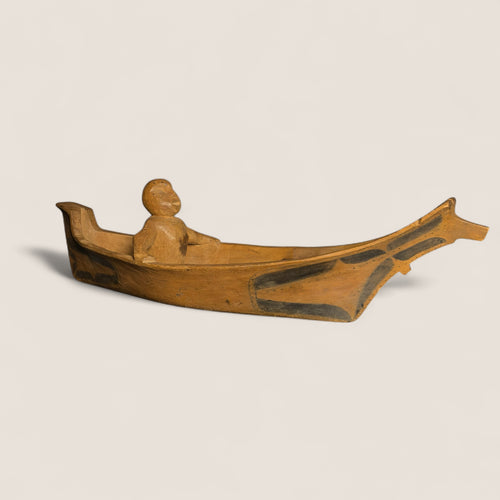 Carved Northwest Coast Canoe with Figure
