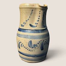 Load image into Gallery viewer, Rare Freehand Decorated 19th C Western Pennsylvania Stoneware Pitcher