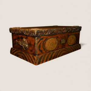 Iconic 19th C Paint-Decorated & Carved Fraternal Keepsake Box