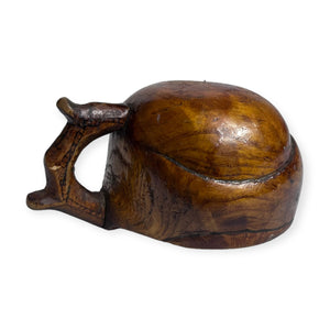 Rare Burl Canoe Cup With Relief Carved Fish