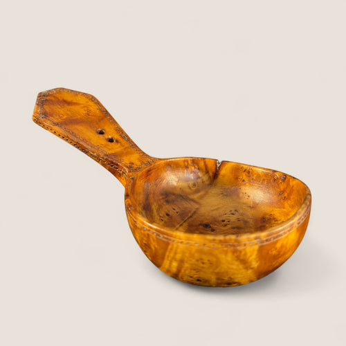 19th C. Carved Elm Burl Canoe Cup