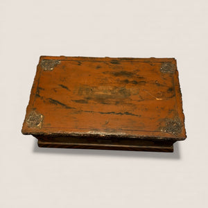 Iconic 19th C Paint-Decorated & Carved Fraternal Keepsake Box