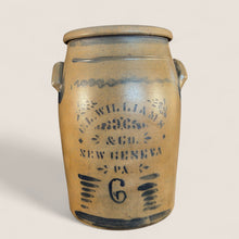 Load image into Gallery viewer, 6 Gallon C.L. Williams / New Geneva PA Stoneware Churn
