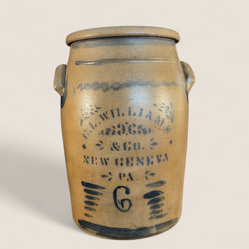 6 Gallon C.L. Williams / New Geneva PA Stoneware Churn
