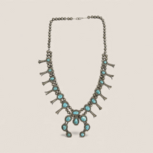 Load image into Gallery viewer, 20th C. Navajo Squash Blossom Turquoise Necklace