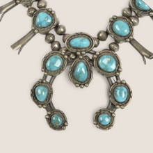 Load image into Gallery viewer, 20th C. Navajo Squash Blossom Turquoise Necklace
