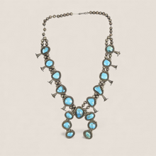 Load image into Gallery viewer, Fine Navajo Squash Blossom Necklace with Turquoise