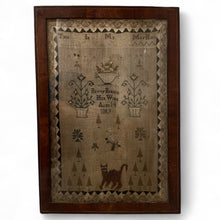 Load image into Gallery viewer, Folky Dated 1804 “Betty Barber” Needlework Sampler