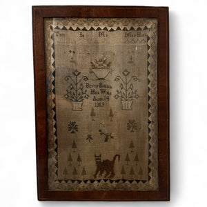 Folky Dated 1804 “Betty Barber” Needlework Sampler