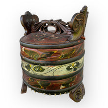 Load image into Gallery viewer, Dated 1868 Acanthus Carved Scandinavian Folk Art Lidded Tub