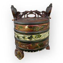 Load image into Gallery viewer, Dated 1868 Acanthus Carved Scandinavian Folk Art Lidded Tub