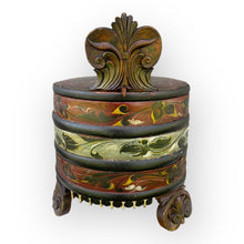 Load image into Gallery viewer, Dated 1868 Acanthus Carved Scandinavian Folk Art Lidded Tub