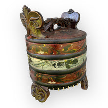 Load image into Gallery viewer, Dated 1868 Acanthus Carved Scandinavian Folk Art Lidded Tub