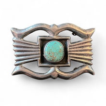 Load image into Gallery viewer, Native American Cast Silver &amp; Turquoise Belt Buckle