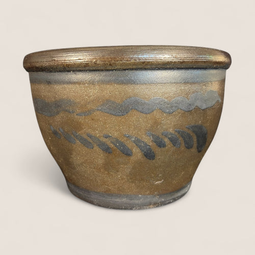 Incredibly Rare Salt-Glazed Stoneware Handled Bowl