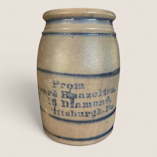 Pittsburgh PA Advertising Stoneware Jar (Edward Heazelton/No18 Diamond)