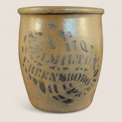 Small Stenciled Stoneware Cream Pot (Hamilton/Greensboro PA)