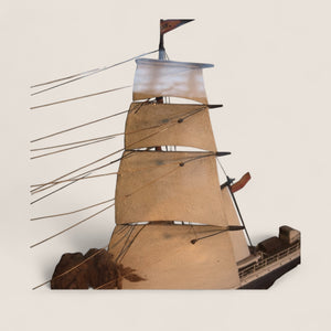 American Ship Diorama in Original Birdseye Maple Frame