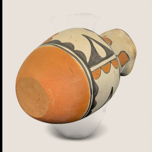 Large Santo Domingo Crimped Edge Decorated Pottery Vase