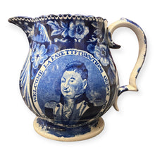 Load image into Gallery viewer, Rare ‘Welcome Lafayette’ Historical Blue Pitcher by Joseph Stubbs (C. 1820-1840, Staffordshire, England)