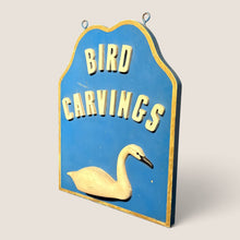 Load image into Gallery viewer, Bird Carvings Painted Wooden Trade Sign with Carved Swans