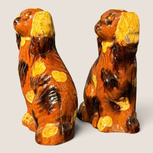 Load image into Gallery viewer, Pair of 19th C. Slip-Decorated Pennsylvania Redware Spaniels