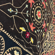 Load image into Gallery viewer, Exceptional Early American Folk Art Wool-Appliqué Table Cover with Birds and Flowers