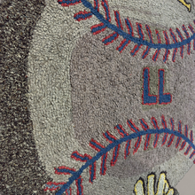 Load image into Gallery viewer, Exceptional Folk Art Baseball-Themed Hooked Rug