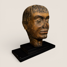 Load image into Gallery viewer, 19th C American Folk Art Carved Wooden Head Fragment