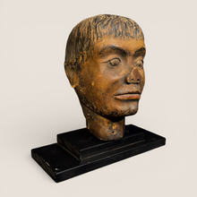 Load image into Gallery viewer, 19th C American Folk Art Carved Wooden Head Fragment
