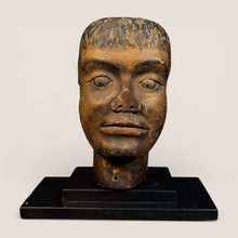 Load image into Gallery viewer, 19th C American Folk Art Carved Wooden Head Fragment