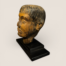 Load image into Gallery viewer, 19th C American Folk Art Carved Wooden Head Fragment