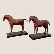 Load image into Gallery viewer, Pair of Hand Carved 19th C Wooden Horse Figurines
