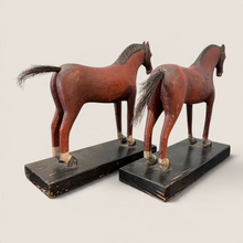 Load image into Gallery viewer, Pair of Hand Carved 19th C Wooden Horse Figurines