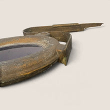 Load image into Gallery viewer, Ziebarth's Antiques vintage industrial protective goggles with a weathered metal frame and blue glass lens.