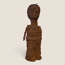 Load image into Gallery viewer, Ziebarth's Antiques handwoven brown fiber figurine with intricate knotting and rustic artisanal texture.