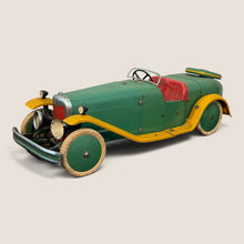 Load image into Gallery viewer, Ziebarth's Antiques vintage Meccano Dinky tin plate toy car in green with yellow fenders and red radiator grille