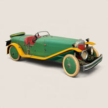Load image into Gallery viewer, Ziebarth's Antiques vintage Meccano Dinky tin plate toy car in green and yellow with red grille and rubber tires.