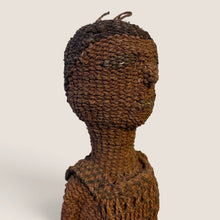 Load image into Gallery viewer, Ziebarth's Antiques handwoven brown fiber figurine sculpture with intricate knotting and rustic artisanal texture.